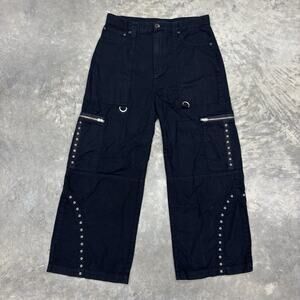 Hot Topic Pants 32x30 Black Wide Leg Hardware Grommet Cargo Gothic Grunge Punk